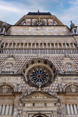 Obraz premium Facade of the Basilica of Santa Maria Maggiore in Citta Alta Bergamo, Italy, August 7, 2023