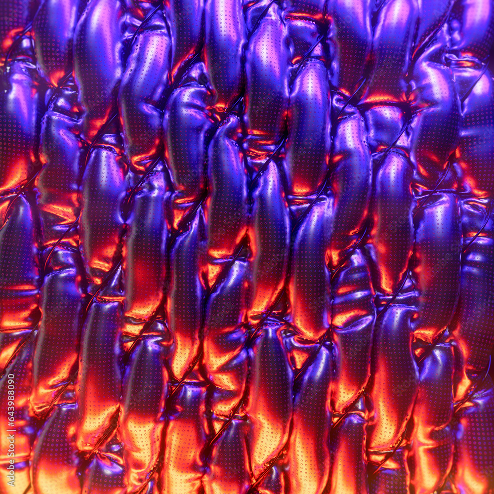 Aufkleber neon-colored pattern of metallized cylinders. modern concept background. 3d rendering digital illust