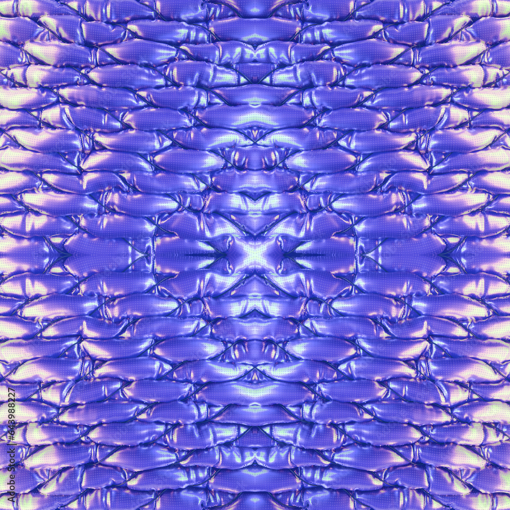 Aufkleber Digital illustration of a symmetrical pattern of inflated metallized cylinders wrapped in steel wire. 3d rendering