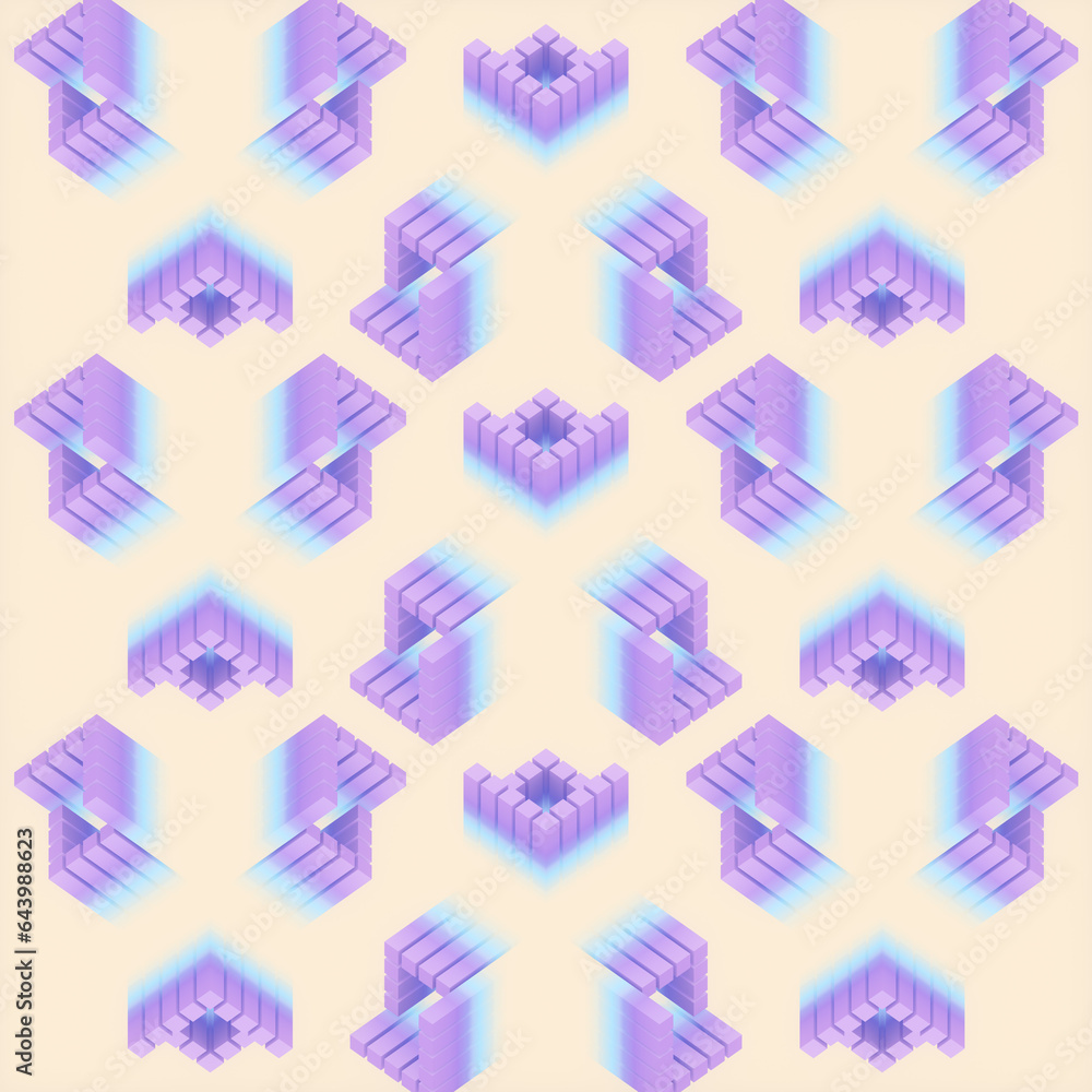 Aufkleber Trendy abstract digital illustration background with geometric rectangular shapes. Graphic design. 3d rendering