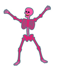Halloween. Bright pink human skeleton.