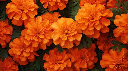 autumn flowers marigolds background - obrazy, fototapety, plakaty