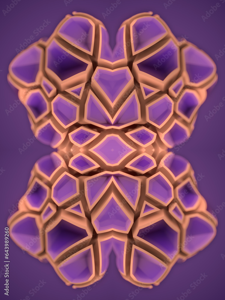 Aufkleber Abstract 3d rendering digital illustration of a symmetrical crystal magic shape with a crack pattern