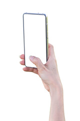 a phone in a hand on a transparent background in PNG format
