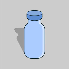 Vector illustration of blue bottle icon with shadow.