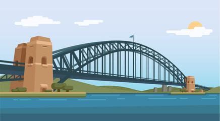 Obraz premium Sydney Harbour Bridge Australia Famous landmark illustration Vector