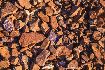 Raw amethysts on the shores of the White Sea.