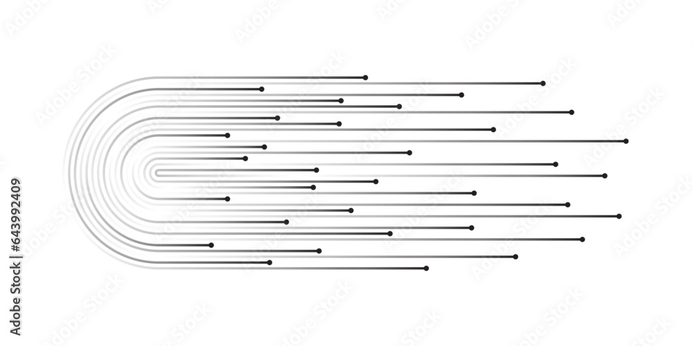 Aufkleber Vector half circle lines flowing dynamic pattern black fade gradient isolated on transparent background for design element in concept speed, technology, digital, modern
