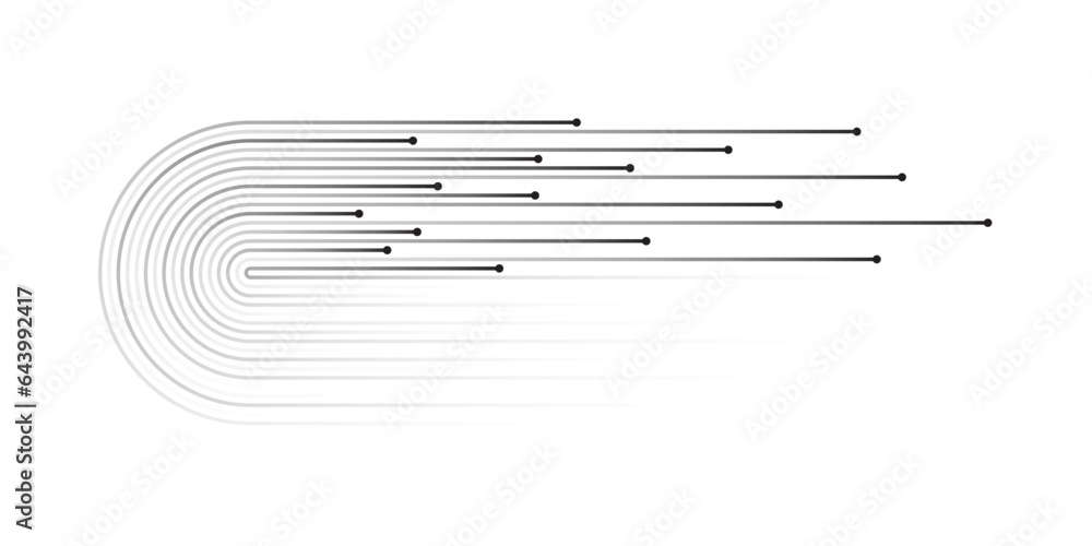 Aufkleber Vector half circle lines flowing dynamic pattern black fade gradient isolated on transparent background for design element in concept speed, technology, digital, modern