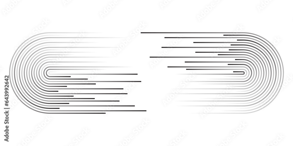 Aufkleber Vector half circle lines flowing dynamic pattern black fade gradient isolated on transparent background for design element in concept speed, technology, digital, modern