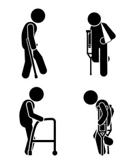 vector illustration of injured stick figure and stickman