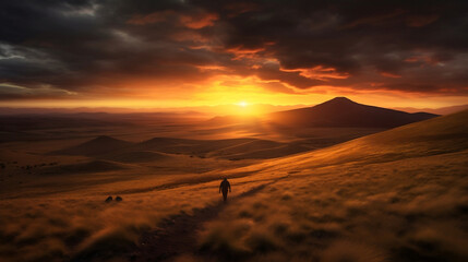 Fototapeta na wymiar sunset over the desert, landscape photography