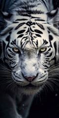 White Tiger’s Face on a Black Background