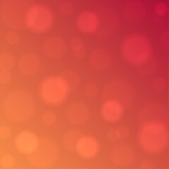 Abstract autumn red gradient background with bokeh. Sunny bunnies on red. Vector flat illustration with sunbeams. Christmas background with highlights in the form of blurry circles. Merry Christmas.