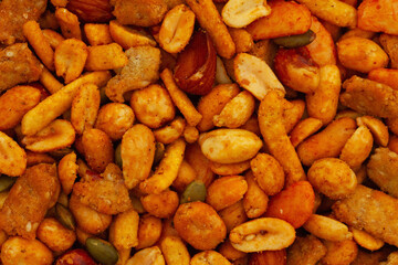 Healthy spicy trail mix background