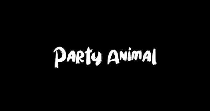 Party Animal Effect of Grunge Transition Bold Text Typography Animation on Black Background