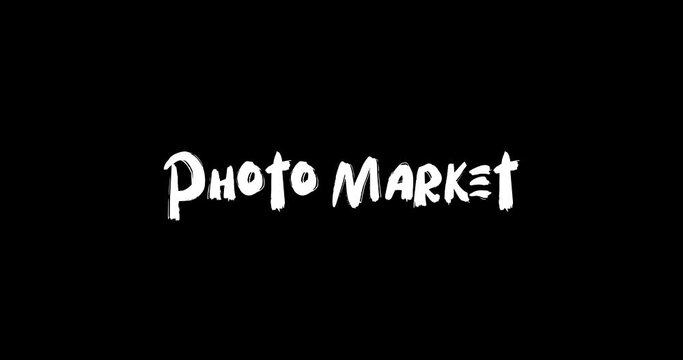 Photo Market Effect of Grunge Transition Bold Text Typography Animation on Black Background