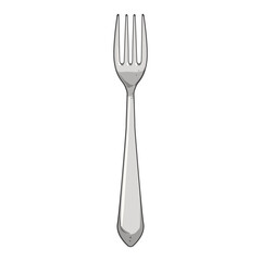 silverware fork cartoon. dinner plate, silhouette symbol, silver tableware silverware fork sign. isolated symbol vector illustration