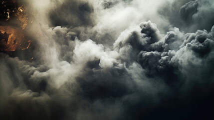 Streaks of black smoke and dust, shot from a powerful and turbulent eruption.