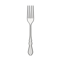 silhouette fork cartoon. symbol silver, tableware eat, black table silhouette fork sign. isolated symbol vector illustration