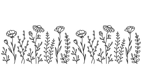 floral seamless pattern with wildflowers