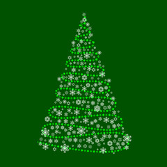 Christmas tree shape decoration. Festive abstract symbol of Christmas holidays. On a green background.