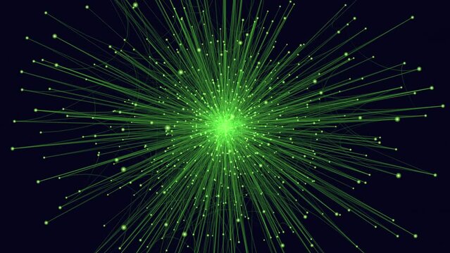 Vibrant green light bursts from the center of an enigmatic darkness, symbolizing growth and renewal emerging from the unknown