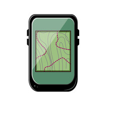 Fototapeta premium map gandheld gps cartoon. outdoor navigator, equipment location, positioning travel map gandheld gps sign. isolated symbol vector illustration