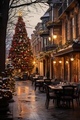 Fototapeta na wymiar Grand Christmas Tree In A Town Square, Generative AI