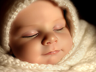 Newborn - baby, face close-up. Made with AI gereration