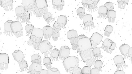 Jellyfish Cartoon Patterns_Wireframe Left View
( 3D Rendering , 3D Illustration )
