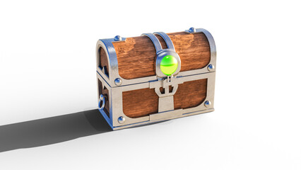 Treasure Chest Closed,  Game Asset Low Poly 3D model. 3D rendering.