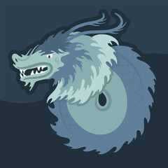 Fototapeta premium Dragon head on dark background. posters, calendar
