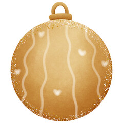 Golden christmas ball isolated on transparent background 