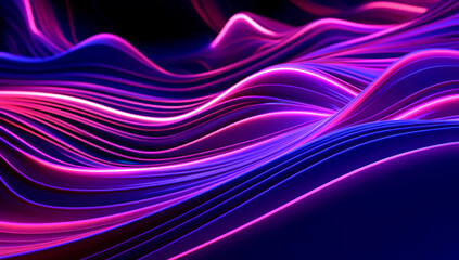 Colorful motion elements with neon led illumination. Abstract futuristic background. AI generated