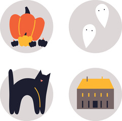 Happy Halloween. Vector cute illustrations