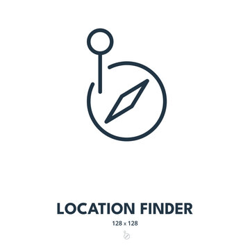 Location Finder Icon. Navigation, GPS, Compass. Editable Stroke. Simple Vector Icon
