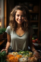 Woman Proudly Sharing Her Momemade Meal, Generative AI