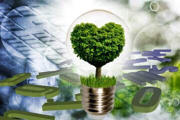 Image  with a light bulb inside which a tree is symbolically placed, and the crown of the tree...