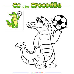 Coloring Page Crocodile Cartoon
