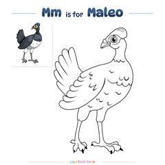 Coloring Page Maleo bird Cartoon