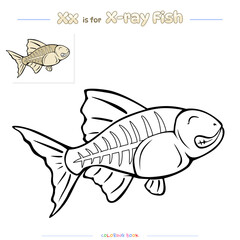 Coloring Page Xray Fish Cartoon