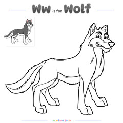 Coloring Page Wolf Cartoon