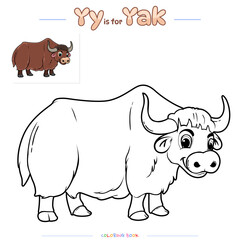 Coloring Page Yak Cartoon