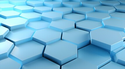 Abstract Background of hexagonal Shapes in sky blue Colors. Geometric 3D Wallpaper
