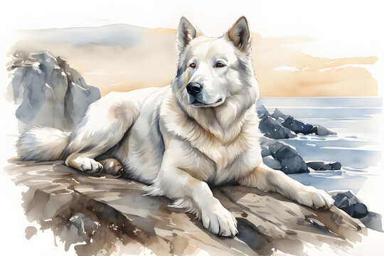 argentine polar dog watercolor trending