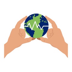 World Heart Day vector illustration set. Awareness sign symbol for Heart Day  with planet Earth, world map, red heart with heartbeat and pulse line.World Heart Day
Vector Format
