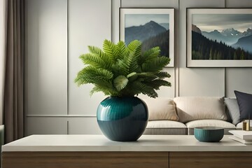 plant in a vase on a table  generated by AI