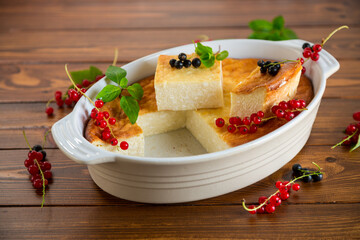 cottage cheese sweet casserole with fresh berries
