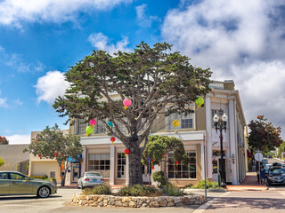 Homes on Ocean boulevard in Monterey, California, USA - obrazy, fototapety, plakaty